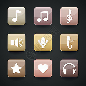 App 的音乐图标耳机麦克风笔记电脑音乐播放器电话磁盘唱歌立体声均衡器背景图片