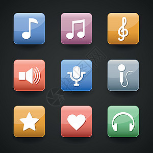 App 的音乐图标麦克风立体声磁盘电话录音机唱歌笔记界面插图收音机图片