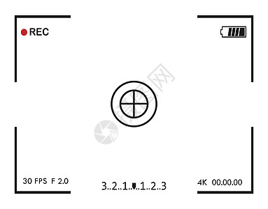 摄像头框架视图屏幕 矢量插图 平面扫描作品镜片线条照片摄影监视录音机视频条纹图片