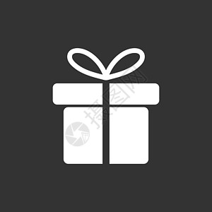 礼品盒图标 黑色背景上的平面矢量图插图婚礼正方形纪念日周年生日立方体展示问候语礼物盒图片