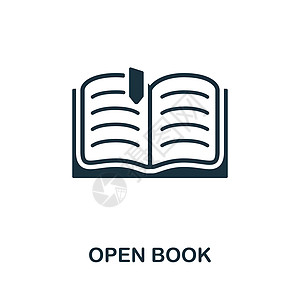 打开书本图标 创意学习系列中的单色标志 用于网页设计信息图表和 mor 的创意打开的书图标插图图片