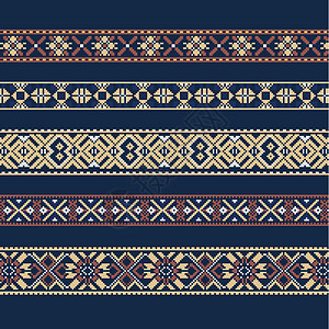 蓝色和棕色的民族装饰背景边界民间刺绣横幅织物插图唱歌打印艺术国家图片