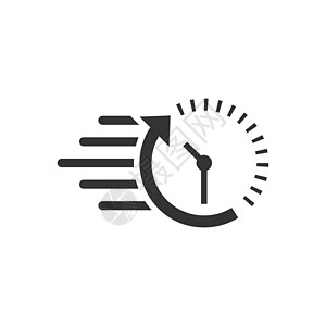 平面样式的时钟倒计时图标 白色孤立背景上的时间计时器矢量图解 时钟经营理念小时圆圈拨号黑色手表绘画间隔运动商业速度图片
