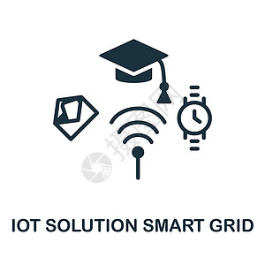 智能电网图标 来自物联网解决方案集合的单色标志 用于网页设计信息图表和 mor 的创意智能网格图标插图贮存网络商业建筑创新基础设图片