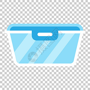 平面样式的食品容器图标 孤立背景下的厨房碗矢量图解 塑料容器盒经营理念产品盒子制品午餐圆形包装正方形绘画贮存集装箱图片