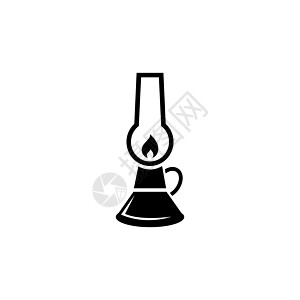 油灯野营煤油气灯笼 平面矢量图标说明 白色背景上的简单黑色符号 用于 web 和移动 UI 元素的煤油灯野营煤气灯标志设计模板图片