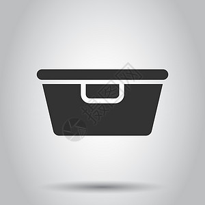 平面样式的食品容器图标 白色背景上的厨房碗矢量图 塑料容器盒经营理念冰箱正方形圆形产品空白陶瓷绘画制品集装箱贮存图片