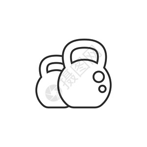 平面样式的壶铃图标 白色孤立背景上的杠铃运动设备矢量图解 哑铃经营理念举重身体重量健身房建筑锻炼网络训练力量图片
