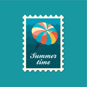 展出 暑期打扫活动邮票闲暇邮政插图跳伞运动邮戳假期海洋娱乐海滩图片