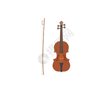 音乐 弦 小提琴图标 矢量插图 平板设计笔记乐队木头中提琴旋律娱乐音乐家歌曲细绳乐器图片