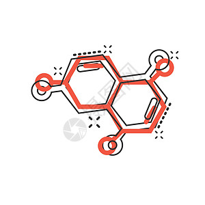 漫画风格中的科学图标 Dna 细胞卡通矢量插图 以白色孤立背景显示 分子进化飞溅效果商业概念轨道药品粒子实验室圆圈技术力量建造研图片