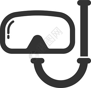 带呼吸管的潜水面罩 用于在白色背景下隔离的水下游泳矢量图标 夏季海滩休闲概念 用于 web 和 ui 设计的带浮潜平面图标的潜水设计图片