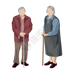白种老人祖父和祖母     矢量丈夫长老成人男生退休乐趣母亲孙子男性幸福图片