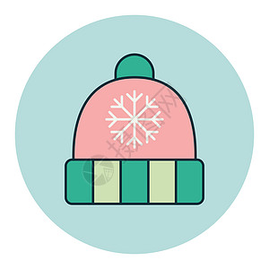 带雪花和绒球 ico 的冬帽季节羊毛针织帽子假期衣服配饰插图图片