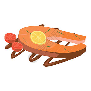 配柠檬片的新鲜烤鱼     矢量面包烹饪盘子菜单海鲜牛扒卡通片营养小吃厨房图片