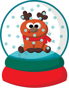 带驯鹿的圣诞雪球 用颜色绘制插图图片