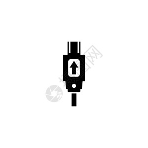 微型或迷你 USB 连接器 C 型线 平面矢量图标说明 白色背景上的简单黑色符号 用于 web 和移动 UI 元素的微型或迷你 图片