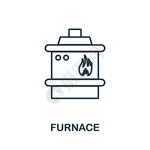 炉图标 机械系列中的线元素 用于网页设计 信息图表等的线性炉图标标志图片