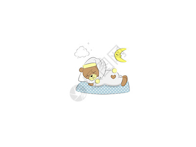 可爱的小熊睡在床上抱着枕头 可爱的婴儿插图 用于卡片设计 在纺织品上印刷 在 T 恤或礼品盒上 儿童房装饰 矢量图图片