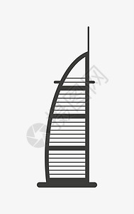 阿尔白色背景的迪拜酒店矢量图标设计图片