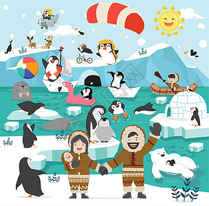 北极冬季北极动物冰山图片