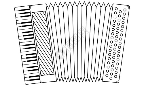 手画手风琴 来自口琴家族的音乐乐器 面条风格 矢量图片