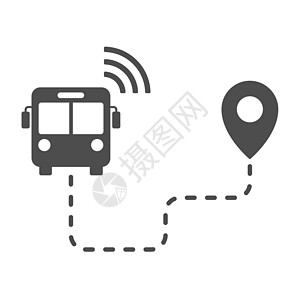 智能交通矢量图标 用于 web 移动和 ui 设计的在线传输系统图标隔离在白色背景上 连接到互联网股票矢量图的巴士路线 物联网概图片