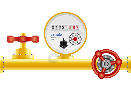 白色隔开的天然气管道和水表图片