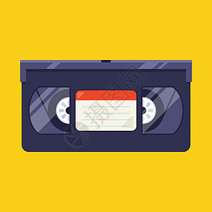 磁带90年代古老的录影带 在黄色背景上设计图片