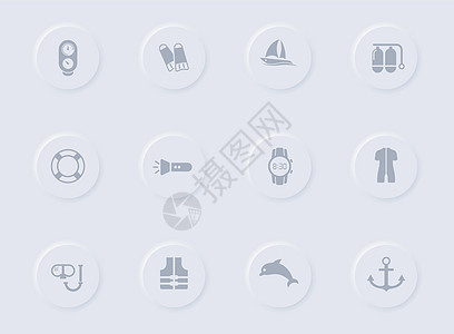 圆形橡胶按钮上的潜水灰色矢量图标 为 web 移动应用程序 ui 设计和促销业务测绘术设置的潜水图标图片