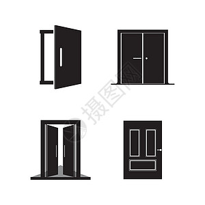 门窗口图标房子概念入口建筑学框架插图建造黑色出口房间图片