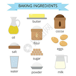 面粉黄油烤焦成分组装设计图片