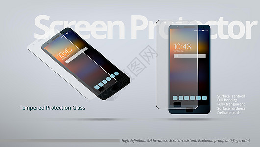 屏幕保护器 Tender 保护器 临时透明玻璃 AD 模板图片