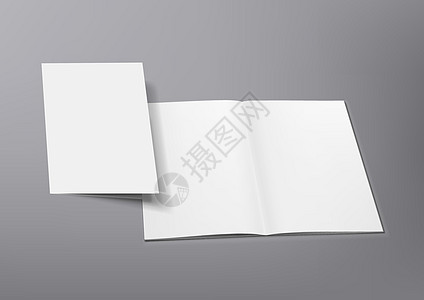 3D 空白清除已打开的封面蒙版杂志夫妻白色推介会笔记本灰色阴影目录卡片小册子文档图片