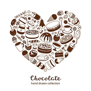糖果图标面条巧克力和可可制品的心脏形状酒吧餐厅店铺可可糖果菜单面包咖啡小吃外滩设计图片