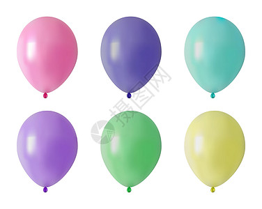 气球 一套彩色现实的橡胶气球 用于节庆设计 孤立物体 矢量插图投标乐趣派对丝带玩具销售橡皮童年蓝色收藏图片