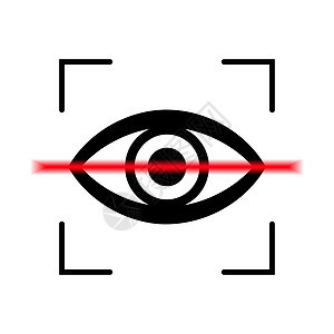 眼部扫描图标 视网膜扫描概念 黑色矢量标识手表眼球光学技术商业控制电脑镜片验证插图图片