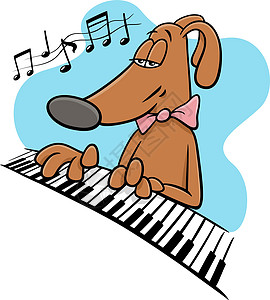 弹钢琴的卡通狗漫画动物角色Name图片