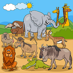有趣的卡通漫画Safari动物角色组图片