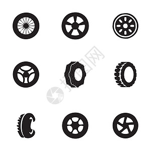 矢量轮胎图标集起重机店铺车辆机器工具活塞插图润滑剂运输齿轮图片