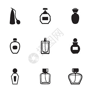 矢量香水图标集魅力瓶子配件女性化妆品插图身体护理玻璃睫毛膏图片