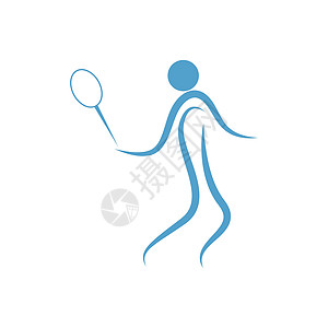 网球运动员播放羽毛球图标设计插图模板标识闲暇行动玩家运动竞赛男人艺术团队球拍设计图片