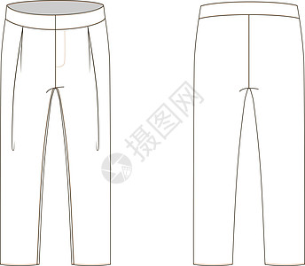 高腰长宽裤子技术草图(TIT素描)图片