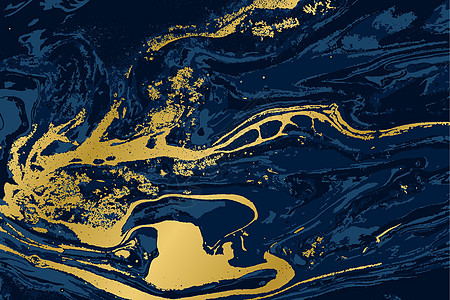矢量大理石蓝色和金质绘画奢华金子大理石纹材料矿物液体靛青漩涡花纹图片