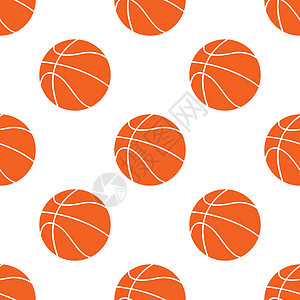 橙色平板篮球 白色背景上孤立的矢量说明 无缝模式乐趣艺术活动礼物运球娱乐包装游戏竞赛爱好图片