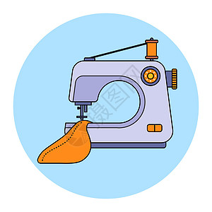 在缝纫机上缝一条裙子工具手工业工厂手工工作刺绣插图爱好生产织物图片
