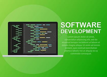软件开发 编程 编码矢量概念 等距矢量图 着陆页概念界面笔记本数据插图互联网接口脚本应用程序网络技术图片