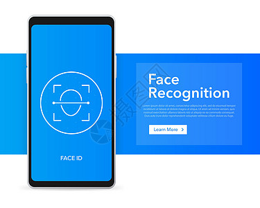面部识别 任何目的的设计都很好 保护图标矢量 人身保护 掌上型扫描器用户传感器相机钥匙验证安全电话标识技术图片