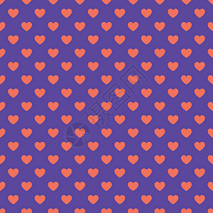 情人节时潮流紫紫和橙色颜色的红心模式 平坦风格 Trendy 最小矢量插图图片