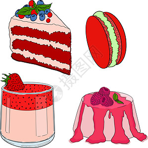 美味的甜点和甜点食物美食玻璃盘子生日奶油面包饼干蛋糕糕点图片